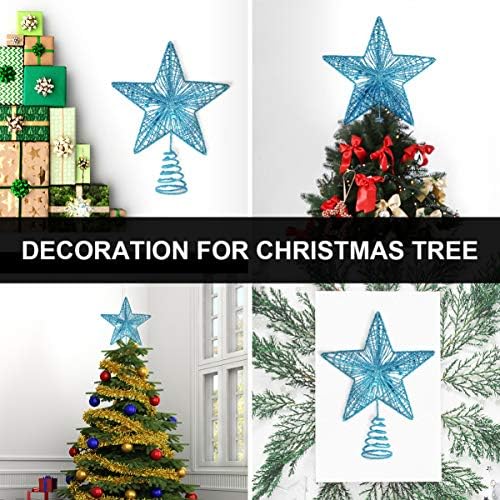 Kesyoo Chritmas Glitter Star Tree Topper Topper מעודן עץ כוכב ברזל קישוט טופר מתכת עץ חג המולד עיצוב