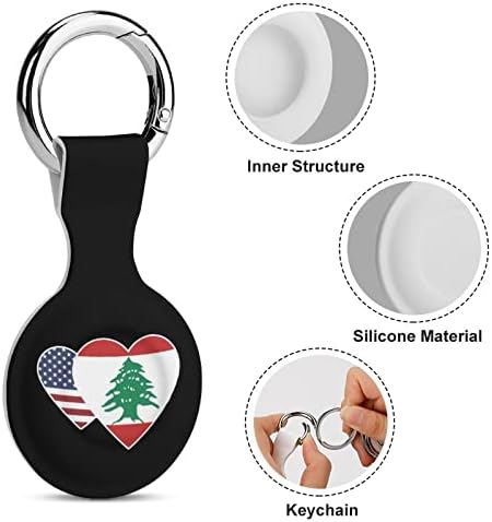 לבנון ארהב דגל לב מגן מקרה תואם עבור איירטאג עם מפתח טבעת אנטי אבוד איתור סיליקון מחזיק עבור ארנק מטען