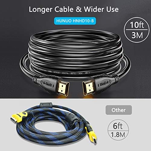 כבל HDMI 4K 10 רגל-3 חבילות מהירות גבוהה HDMI 2.0 כבל עם מתאם זווית ימנית ותמיכה בקשר כבלים 4K 60Hz