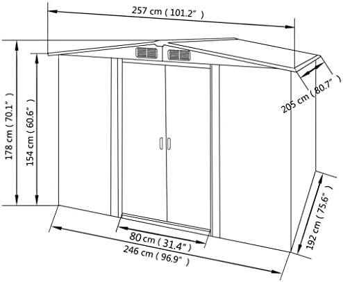 Vidaxl אחסון גן סככה אפור מתכת 101.2 x80.7 x70.1