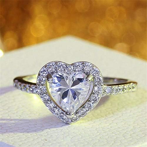 הילה תכשיטי כסף לב טבעת נשים של אירוסין כלה סטי חתונה טבעות