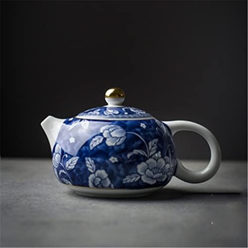 קוטדיק עגול כחול -לבן חרסינה קרמיקה קומקום קומקום רטרו קרמיקה ערכת תה תה קומקום