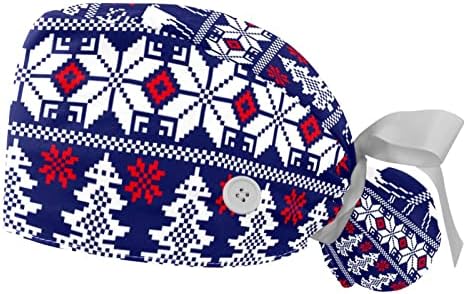 כובע עבודה עם כפתורים אחות כובע בופנט כובע שלג חמוד כובע סקראף שמח על חג המולד קרצוף אדום לנשים שיער