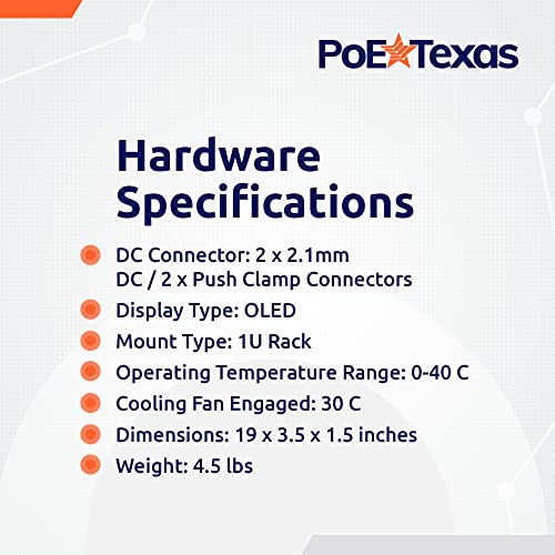 POE TEXAS - 24 יציאה 802.3BT מנוהלת על ידי POE - Power Network Over Over Ethernet Gigabit מזרק מתאם