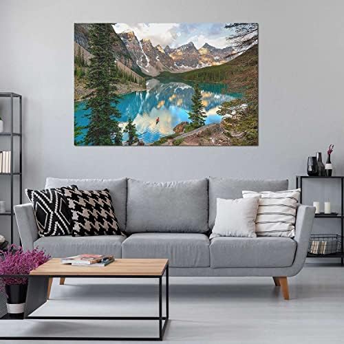 אמנות קיר בד תפאורה נקה הר אגם ציור לסלון 32 איקס 48