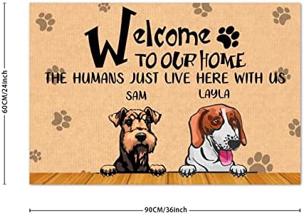 ברוך הבא לביתנו בני האדם פשוט גרים כאן איתנו בתוך כניסה חיצונית כלבים מותאמים אישית שם כלבים כפות הדפסת