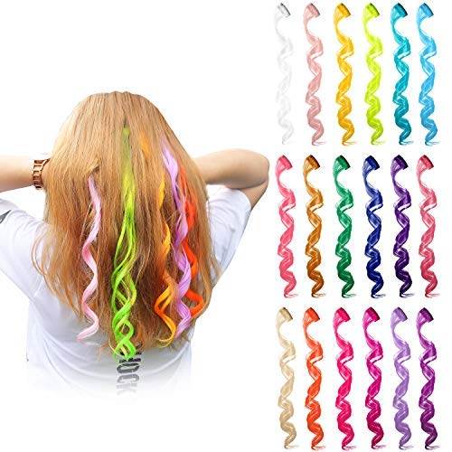 24 חתיכות 24 צבעים רב צבעים קליפ על תוספות שיער שיער חתיכות צבעוני מסיבת נוכריות עשה זאת בעצמך שיער