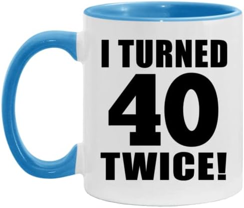 עיצוב יום הולדת 80 מלאו לי 40 פעמיים, ספל קפה מבטא 11 עוז כחול קרמיקה כוס תה עם ידית, מתנות ליום הולדת
