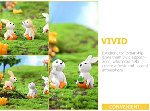 Ovast 4PCS פסלוני ארנב ארנב דמויות צעצועים פסל ארנב ארנב עם גזר פסל בעלי חיים מיקרו נוף קישוט