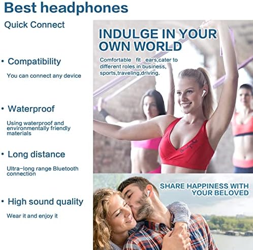 GAOAG אוזניות אלחוטיות, תרמילי אוויר של אוזניות Bluetooth עם טעינה רעשי מארז מבטלים אוזניות תלת מימד