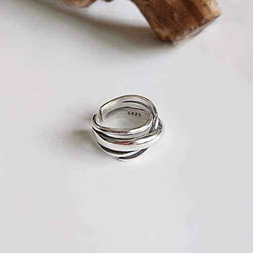 נשים מבטיחות טבעת וינטג 'פשוטה טבעת נישואין פתוחה, אישיות אופנת היפ הופ פתוחה טבעת חרדה מעורבות מתכווננת