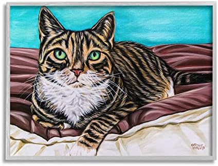 תעשיות סטופל מקסימות טאבי חתול עיניים ירוקות עיניים מרתפת ציור שמיכה, עיצוב מאת קרולי ויטלטי