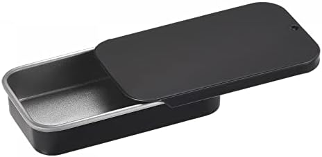 קופסת פח מתכת UXCell, 8 יחידות 2.36 x 1.18 x 0.43 מלבני מלבני ריק פח מלבני אחסון עם מכסים הזזה, שחור