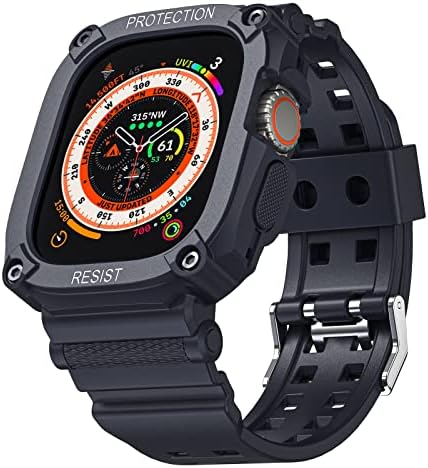 תואם ללהקת Apple Watch 49 ממ עם מארז הפגוש, מגן להקות מחוספסות עבור Watch Ultra, Sport Sport Band Case