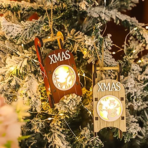 קישוטי חג המולד של מזחלת מעץ קישוטים לחג המולד יצירתי קישוטי חג המולד חגיגיים זוהר אטמוספרה קישוט לנייר