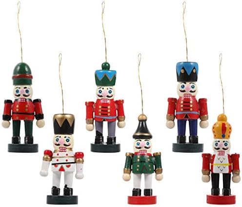 6 יחידות מפצח אגוזים תליית קישוט דמויות חג המולד מיני עץ מלך חייל מפצח אגוזים בובות צעצוע מתנות חג המולד
