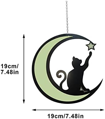 מקורה חיצוני ירח חתול קישוט זוהר בחושך זוהר תליית קישוט דלת עצי חדר חלון נטיפי קרח קישוטים