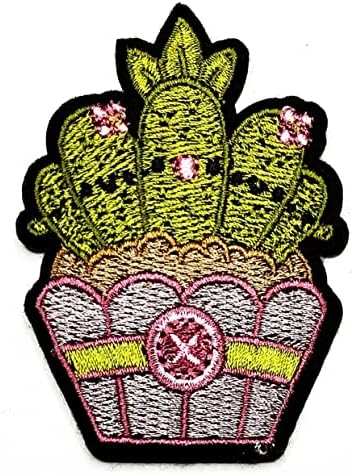 קליינפלוס 3 יחידות. קקטוס מדבר פרח צמח תיקוני מדבקת אמנויות קריקטורה תיקון סימן סמל תלבושות חולצה מעילי