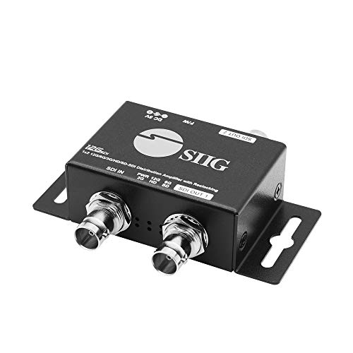 SIIG 1x2 12G SDI Splitter, מגבר הפצה, 4K60 12G/6G/3G/HD/SD-SDI, תואם TAA, הגנה על ESD, בית מתכת פרימיום,