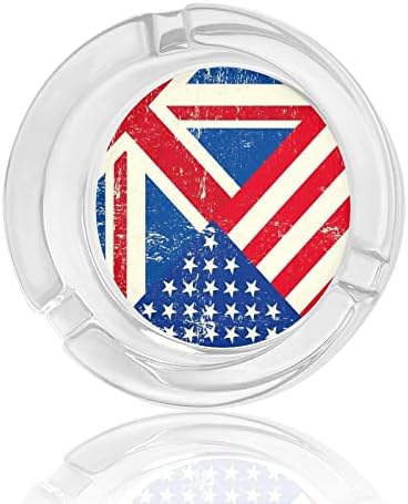 וינטג 'בריטניה ואמריקאית דגל עגול מחזיק מאפרות מאפרות לסיגריות מארז מגש אפר מעשן חמוד
