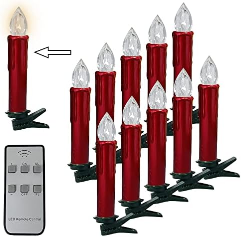 Gedengni LED LED TADEL נרות נרות חסרי תקע נרות אדום LED LED לחג המולד נרות פמוטים עם מרחוק - מהבהב אורות