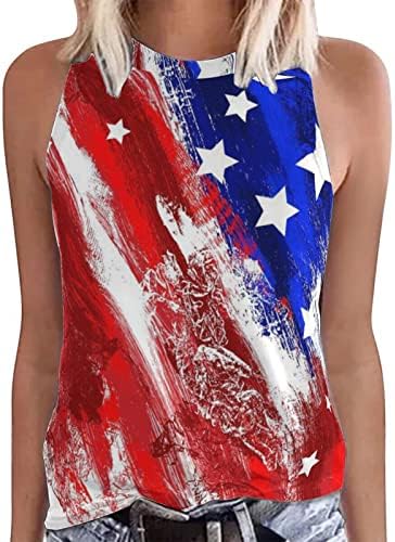 גופיות טנק לנשים 4 ביולי חולצות טריקו ללא שרוולים אמריקאיות דגל הדפס גופייה של נערות נוער חולצות אפוד
