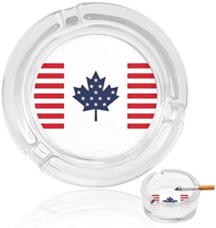 ארהב קנדה דגל זכוכית עישון מאפרה סיגריות סיגריות מחזיק מגש אפר עגול