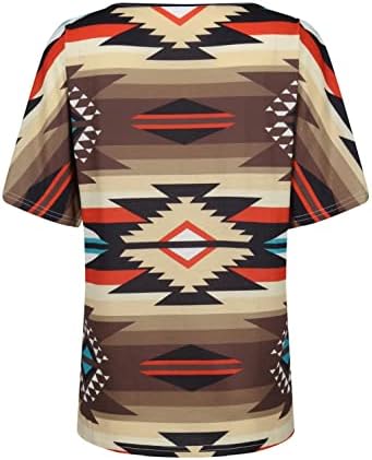 חולצות מערביות לנשים שבטי אצטק מודפס חולצה שרוול קצר