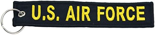 חיל האוויר הצבאי בארהב שחור/צהוב הסר לפני שרשרת מפתח סגנון טיסה 5.5 x 1 אופנוע טרקטורון מכונית משאית