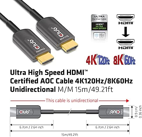 מועדון 3D מוסמך אולטרה מהיר גבוה HDMI כבל אופטי פעיל 15 מטר/49.21 רגל 4K 120Hz 8K 60Hz CAC-1377