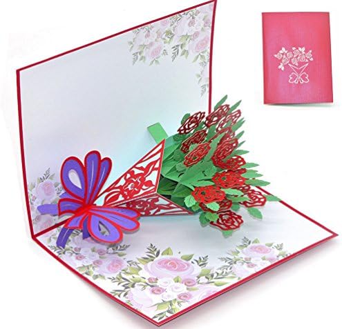 פרח פופ עד כרטיסים 3 ד, כרטיס ברכה פרח עם מעטפות לכל אירוע, מגוון 4 כרטיסי פרחים לחג ההודיה יום הולדת