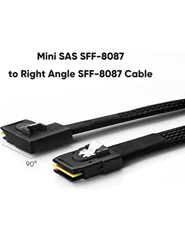 Cablecreation 2 חבילה קצרה מיני פנימית מיני SAS SFF-8087 לזווית ימנית SFF-8087 חוט, מיני SAS פנימי לכבל