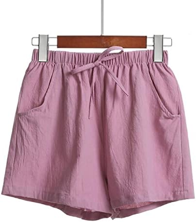 Oplxuo נשים מכנסי פשתן כותנה קצרים מזדמנים מכתביים נוחים מכנסיים קצרים מותניים קלים משקל קל משקל על