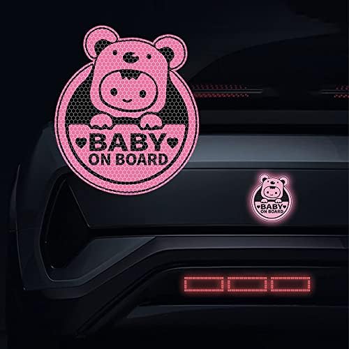 Dreothy 2 PCS תינוק על סיפון מדבקה רפלקטיבית למכוניות מצחיקות של סימן אזהרה לבטיחות לתינוקות מדבקות