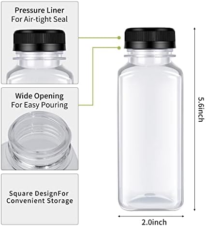 בקבוקי מיץ פלסטיק של 8 עוז, מיכלי משקה בתפזורת שקופים, יכולים לשמש לחלב, מיץ,משקאות תוצרת בית, עם מכסים