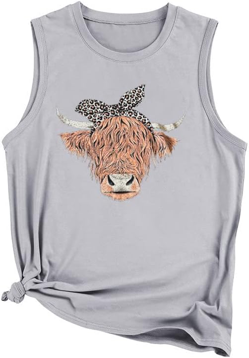 חולצה אפוד חולצת טי עבור בנות כותנה נמר פרה הדפסת קוואי חולצה טנק רופף בכושר גדול רגוע בכושר חולצה