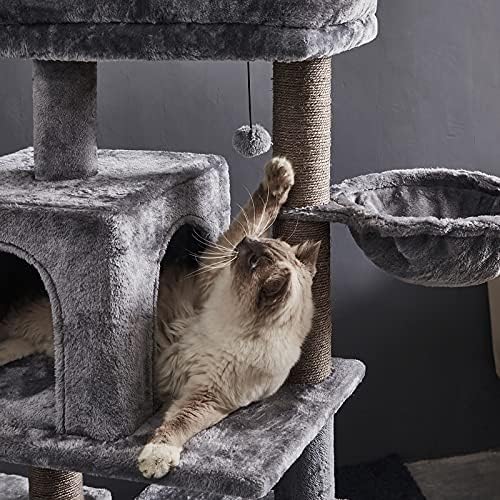 45 סנטימטרים רב-רמת חתול מגדל, חתול עץ, חתול עץ, עם ערסל & סיסל-מכוסה מגרד הודעות, 2 יוקרה דירות, עבור