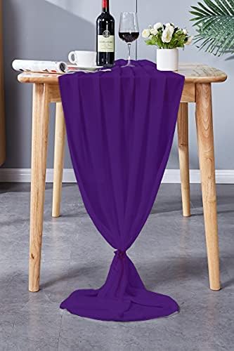 Aviviho סגול כהה שולחן שולחן רץ שיפון שולחן רץ 10ft שולחן חתונה רץ גאז גזה שולחן שולחן רץ 29 x 120 אינץ