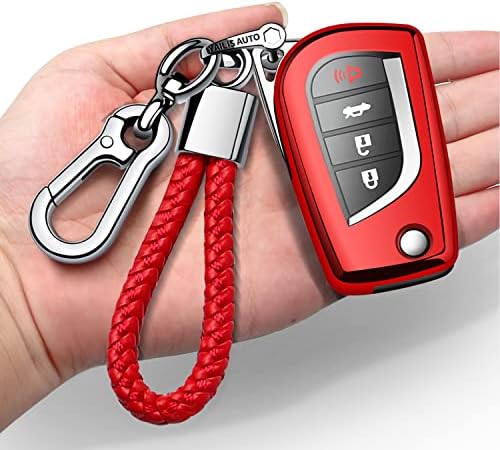 Autophone תואם לכיסוי FOB מפתח טויוטה עם מחזיק מפתח TPU 360 מעלות הגנה מארז מפתח עבור Fortuner Tundra