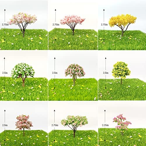 18 יחידות מיניאטורי פרח עצי פיות גן עץ צמח קישוט דגם עץ רכבת נוף ארכיטקטורת עצים עבור עשה זאת בעצמך