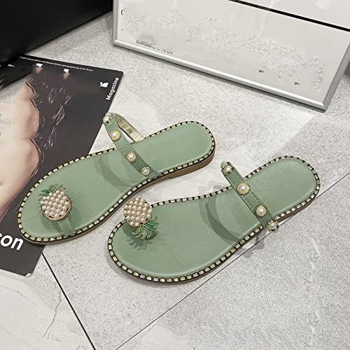נעלי בית לנשים לנשים פניני אננס סנדלים שטוחים קליפ קליפ בוהן מחלקות נעליים קיץ בוהמי פליפר אופנת אופנה