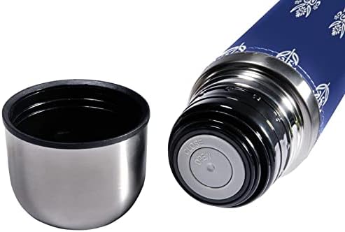 SDFSDFSD 17 גרם ואקום מבודד נירוסטה בקבוק מים ספורט קפה ספל ספל ספל עור אמיתי עטוף BPA בחינם, דפוס פרחוני