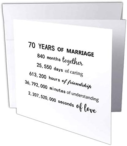 3השראה רוזחנות-ימי נישואין - 70 שנות נישואין יום נישואין 70 חודשים ימים שעות-1 כרטיס ברכה עם מעטפה