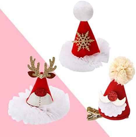 כובע סנטה סנטה נצנצים 6 יחידות שיער לחג המולד קליפים כובע סנטה יפים חטיפים לילדים מסיבת שיער מסיבת שיער