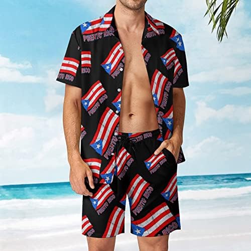 דגל גאווה של פורטו-ריקני, חולצות שרוול קצרות ומכנסיים, חולצות שרוול קצרות, תלבושות חוף קיץ רופפות התאמה