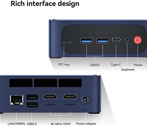 Beelink sei12 מיני מחשב 10 ליבות 12 gen אינטל I5-1235U, 16 ג'יגה-בייט RAM 500GB NVME M.2 SSD, Gigabit
