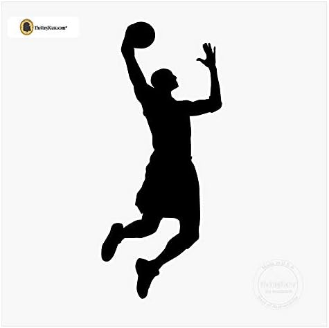 Thevinylguru - מדבקות קיר כדורסל - צללית אמנות כדור ויניל לאמנות לעיצוב הבית