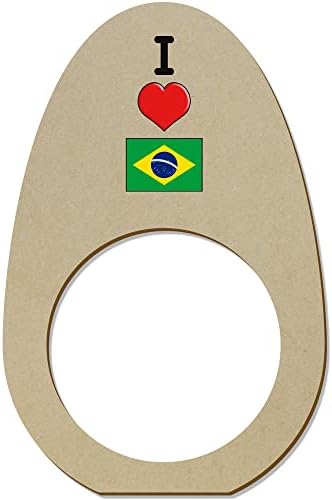 Azeeda 5 x 'אני אוהב ברזיל' טבעות מפיות מעץ/מחזיקים