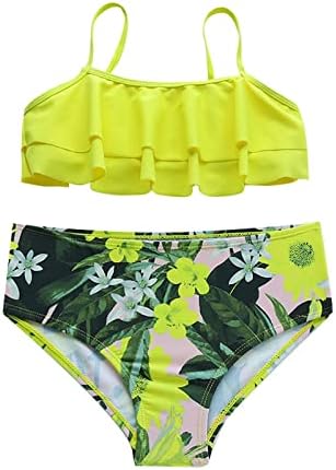 ילדים גדולים לתינוק בגד ים בגד ים של חוף ים בגד ים נופש הדפס קיץ בגד ים בנות הדפס עלים ירוקות בנות 1