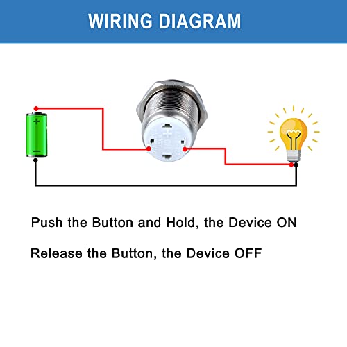2 מארז 12 מ מ מתג כפתור דחיפה עמיד למים מתכת רגעית מסופי תקע ראש מוגבה 1/2 חור הרכבה 12 וולט 24 וולט